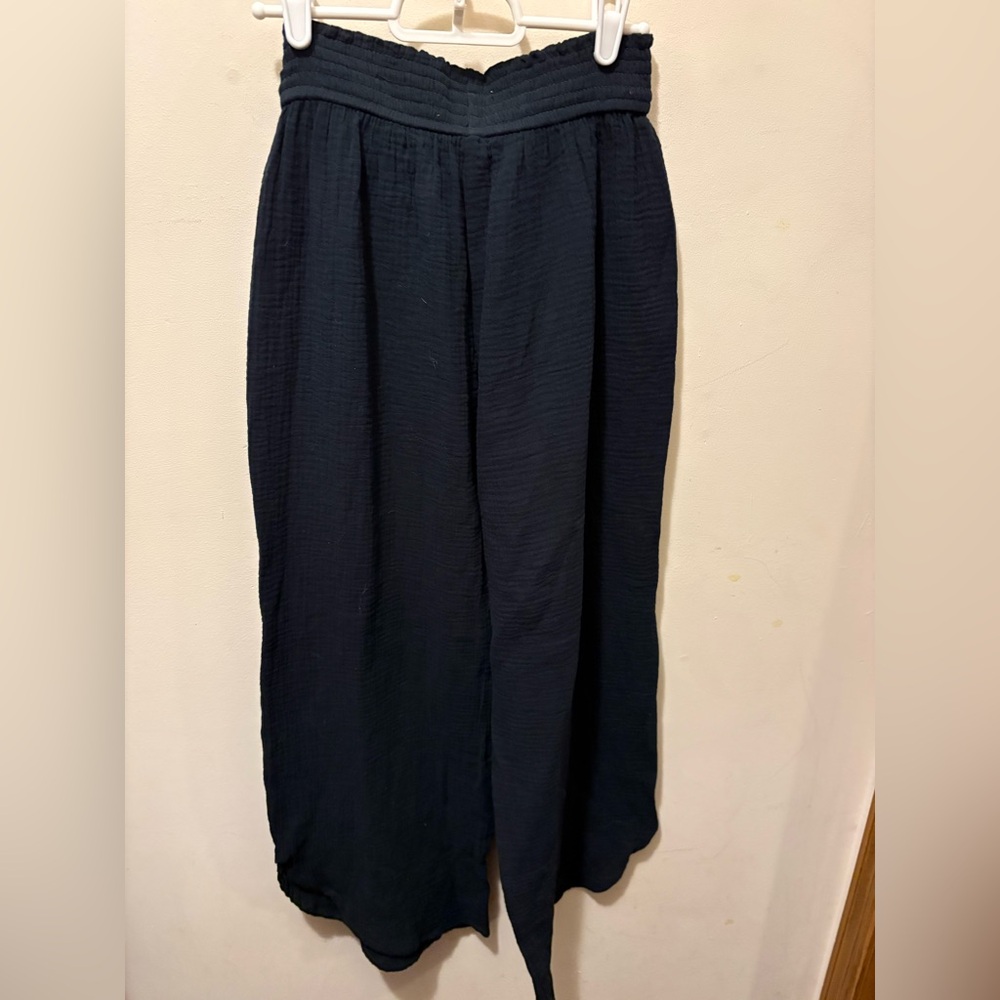 NWT Marine layer Corrine wide leg cotton gauze pant black size medium - Picture 7 of 10